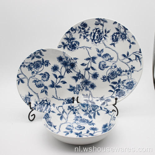 Blauwe wijnbloem witte porselein diner sets